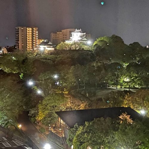 ホテルの窓から見える夜の浜松城